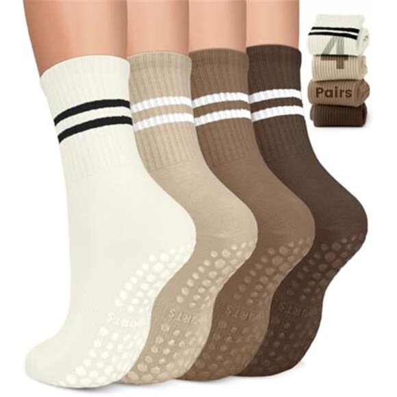 Accessories - 3 Pairs Women's Pilates Socks Non Slip Grip Socks